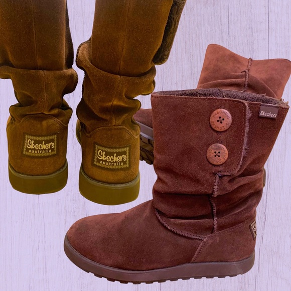 Sketchers Keepsake 2.0 Upland slip-on dark brown suede boot faux fur lining 7.5 - Picture 1 of 16